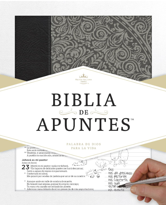 Biblia de Apuntes RVR60 - Gris - Piel Genuina y Tela Impresa